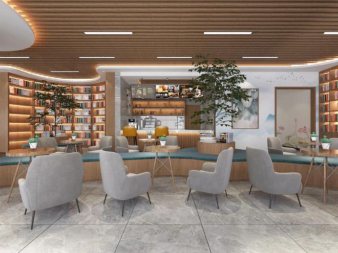 读空间：书店装修效果图精选z6尊龙网站登录入口静谧阅(图3)
